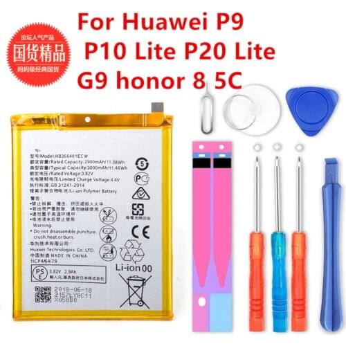Top HB366481ECW for Huawei P9 Battery Y7 Prime 2018 (P9 G9 P10 p20 Lite)5C G9 Honor 8 /Honor 8 9 Lite/Y6 II honor 6c pro v9 play