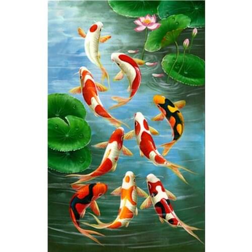 DIY 5D Diamond Painting Animal fish koi pattern Home Decor Full square round Rhinestone Diamond Embroidery Cross Stitch wall art