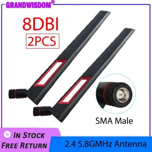 2pcs 2.4GHz 5GHz 5.8Ghz Antenna real 8dBi SMA Male Connector 2.4g 5.8g Dual Band wifi Antena wireless router 2.4 ghz 5.8 ghz