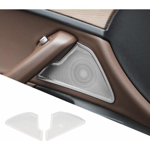 Carbon Fiber Car Styling For Audi A6 C7 2012-18 Interior Door Stereo Speaker Frame Cover Sticker Warning Button Decoration Trim