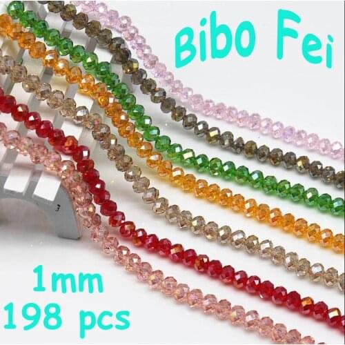 Free shipping multi color 1mm 198PCS Bicone crystal beads Cut Faceted Round Glass Beads,bracelet necklace Jewelry Making DIY