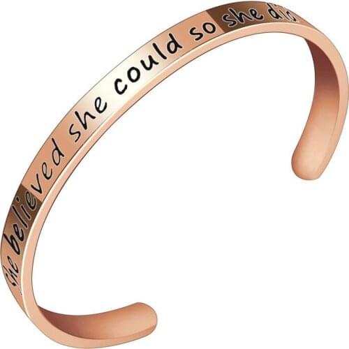 2020 New Hot Sale Lettering She Believed She Could So She Did Titanium Steel Bangle
