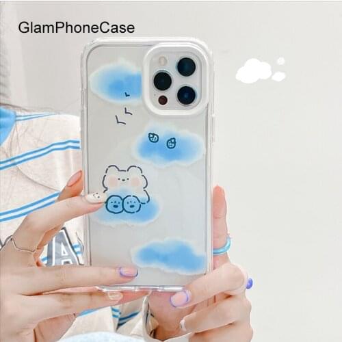 GlamPhoneCase Cartoon cloud bear Phone Case For iPhone12Pro/max 11Pro/Max XS Max XR Soft For iPhone11 7 8Plus Case
