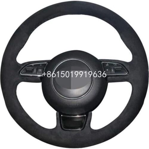 Black Suede Car Steering Wheel Cover DIY for Audi A3 8V A1 8X Sportback A4 B8 Avant A8 D4 A6 C7 A7 G8 A5 8T Q3 8U Q5