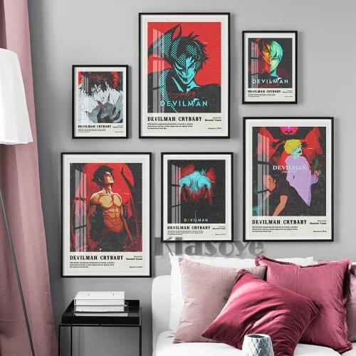 Devilman Crybaby Comic Art Prints Poster Japanese Cartoon Anime Wall Picture Otaku Bedroom Living Room Interior Home Decor Gift