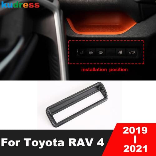 For Toyota RAV4 RAV 4 2019 2020 2021 Carbon Fiber Car Interior Headlight Switch Cover Trim Head Light Lamp Adjust Frame Trims