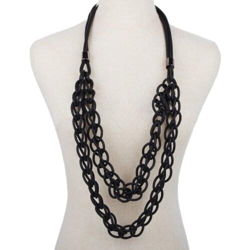 Gothic Black Rope Chain Long Necklace For Women Statement Designer Layered Necklace Vintage Handmade Aesthtic Spiritual Jewelry