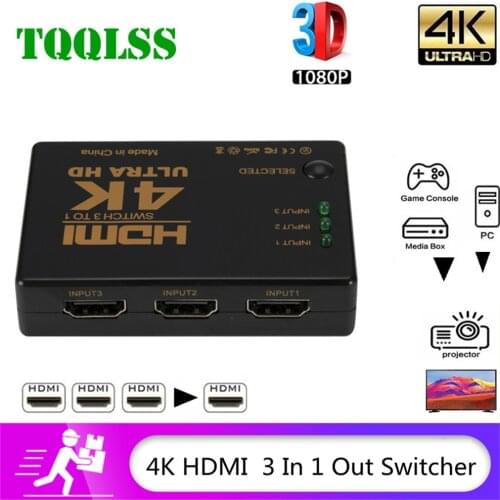 HDMI-Compatible Switch 4K Switcher 3 in 1 out HD 1080P Video Cable Splitter 1x3 Hub Adapter Converter for PS4/3 TV Box HDTV PC