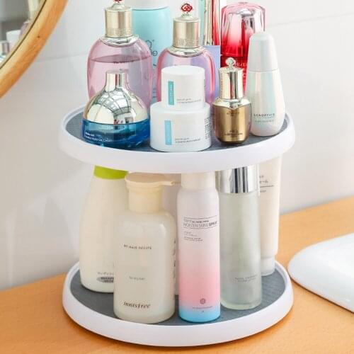 Kitchen 2-Tier Rotating Seasoning Holder 360 Degree Spice Jar Storage Holder Spice Rack Multifunctional Cosmetic Storage Rack