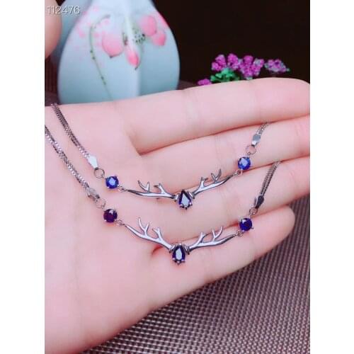 Best Gift Natural Real Sapphire bracelet Free shipping 100% Real natural sapphire Bracelet 925 sterling silver Bracelet