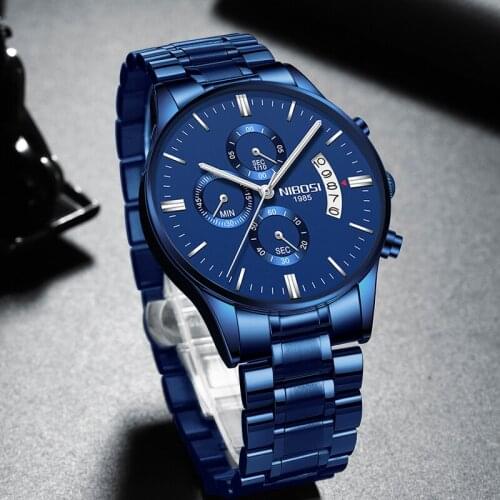 NIBOSI Relogio Masculino Mens Watch Top Luxury Brand Fashion Sport Casual Waterproof Chronograph Luminous Business Watch for Man