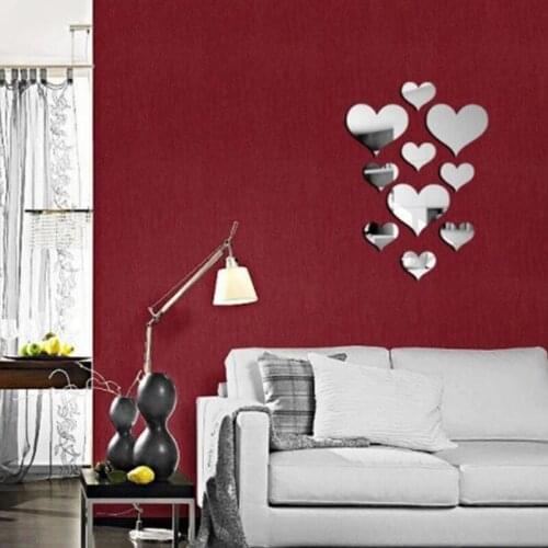 10 PCS/Set of Love Stickers Wall Stickers Mirror Murals 3D Decals Simple Decoration Detachable Stickers Home Festival Decoration