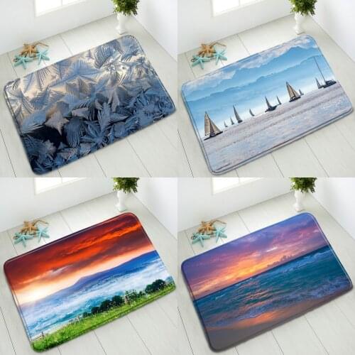 Natural Scenery Non-Slip Bathroom Mat Mountain Ocean Boat Indoor Floor Mats Bedroom Kitchen Doormat Absorbent Carpet Washable