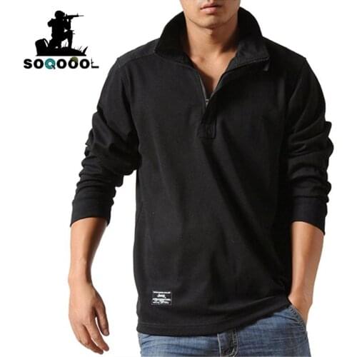 New Mens Cotton Casual Shirt Autumn Pure Color Long-sleeved Loose Army Tactical Shirt Large Size Business Gentleman Polo Shirt