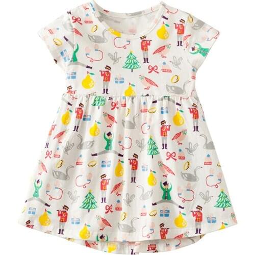 Summer new European and American style girls dress sleeve cotton dress