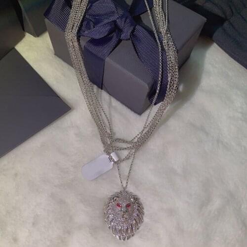 UMGODLY New Arrival Necklaces Silver Color Luxury Cubic Zirconia Multi-layer Gold Color Lion Pendant Women Fashion Jewelry