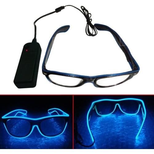 NEW El Wire Glow Sun Glasses Led DJ Bright Light Safety Light Up Multicolor Frame led flashing glasses 10 Colour