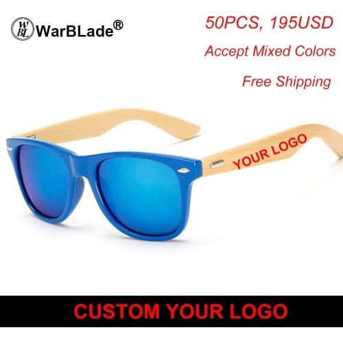 Wholesale Custom Logo Bamboo Arms Sunglasses Men Wooden Sunglasses Women Original Wood Sun Glasses Customerized 50 pcs/set