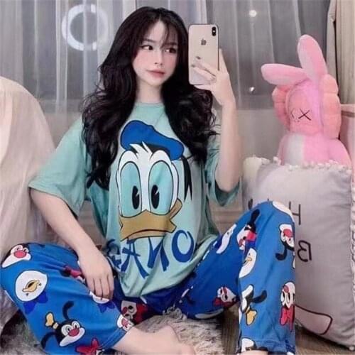 Disney Mickey mouse girl boy pajamas female summer student suit cute suit short-sleeved trousers sleepwear