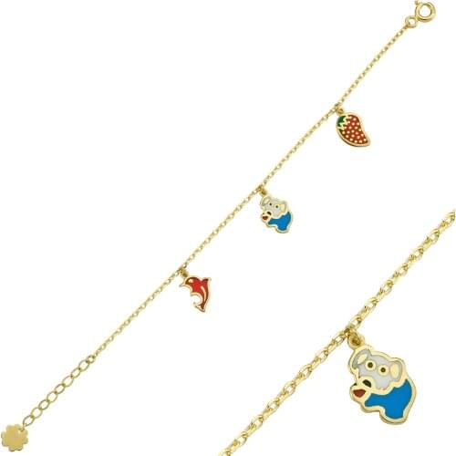 14K (585) Gold Enamel Unisex Child Bracelet