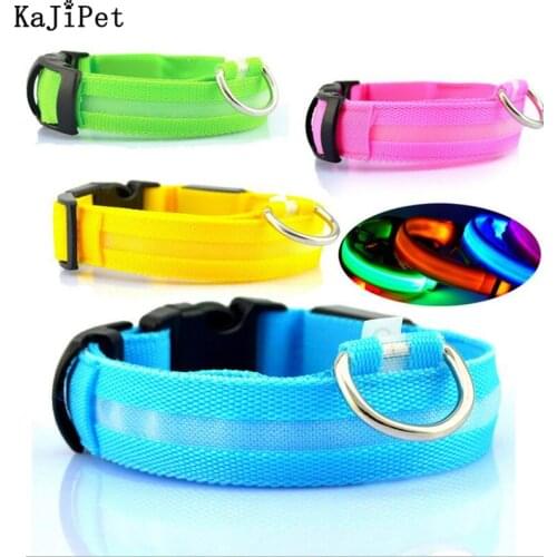 LED Pet Nylon Dog Collar Light Night Safety Flashing Glow In The Dark Dog Leash Dogs Luminous Fluorescent Collars Collar Perro