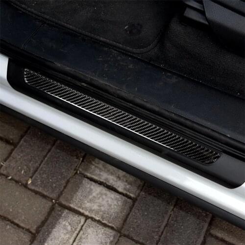 Carbon Fiber Interior Decoration Welcome Pedal Door Sill Cover Trim Stickers for AUDI Q7 SQ7 4M 2016-2019 Car Decal Accessories