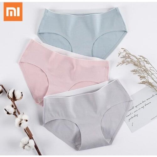 1pcs Xiaomi Cotton Panties Women Antibacterial Seamless Mid Waist Underwear Breathable Underpants Female Lingerie Ladies Briefs