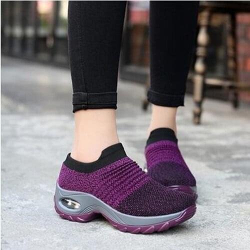 New 2019 Spring Women Sneakers Fashion Breathable Mesh Casual Shoes Platform Sneakers For Women Black Sock Sneakers Shoes