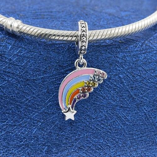 2021 New Spring Collection 925 Sterling Silver Colorful Rainbow Dangle Charm Charms Fit Beads Bracelets DIY For Women Jewelry