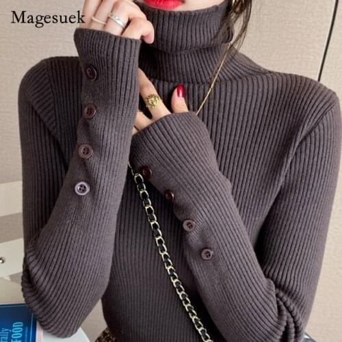 Fashion Turtleneck Sweater Women 2021 New Autumn and Winter Clothes Thicken Knitted Pullover Long Sleeve Bottoming Shirt 16292