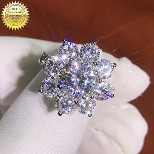 14K Au585 White Gold Women Wedding Party Engagement Ring 1 2 3 4 5 Carat Round Moissanite Diamond Ring Classic Trendy Elegant