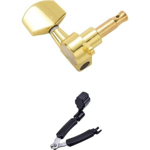 Gold Sealed Guitar String Tuning Pegs Tuners Machine Heads 3L+3R & 3 in 1 Guitar String Winder String Cutter Pin Puller