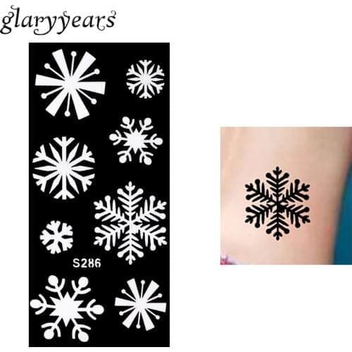 1 Piece Snowflake Henna Tattoo Stencil Paste Drawing Women Wrist Body Art Henna Tattoo Template Christmas Presents Hot Sale S286