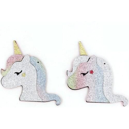 10pcs/lot Glitter Unicorn Padded Appliques for Children Headwear Hair clip Accessories and Garment Accessories