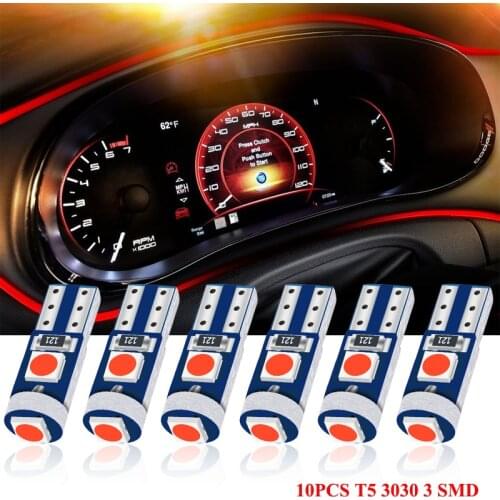 10PCS W3W W1.2W Led T5 LED Super Bright 3030 LED Wedge Dashboard Gauge Lamps Car Warning Indicator Instrument Cluster Lights Bul