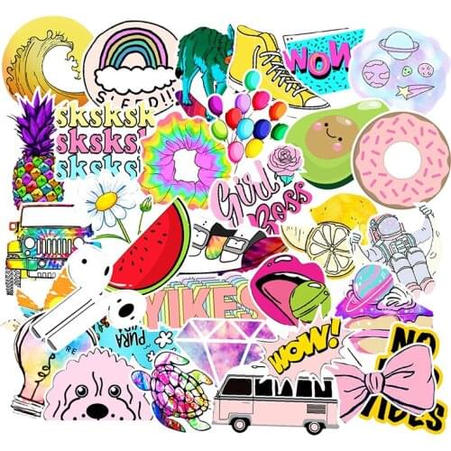 100PCS Cartoon Colorful VSCO Girl Stickers Stickers Skateboard Suitcase Guitar Luggage Laptop Sticker Kid Classic Toy F3