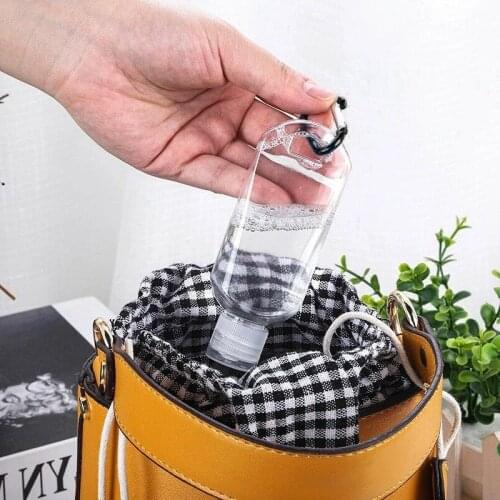 50ML Travel Plastic Clear Keychain Bottles Travel Containers Empty Bottles With D-shape Carabiner Hook Ring