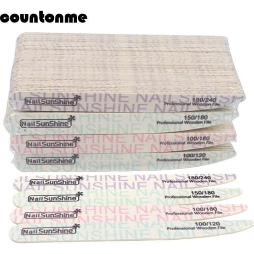 100pcs/Lot Thick Wooden Nail Files 100/120/150/180/240 Double Sided Colorful Wood Files For UV Gel Polishing Glitter Nail Tools