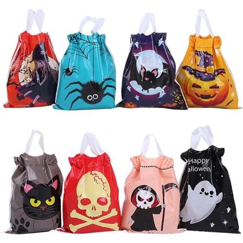 50Pcs Happy Halloween Candy Bag Gift Trick or Treat Party Kids Gift Pumpkin Bat Candy Cookie Biscuits Snack Small Tote Bags