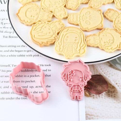 6pcs Demon Slayer Cookies Cutter Tools 3D Pressing Baking Accessories Bakery Tools Kitchen Supplies Halloween Christmas Party