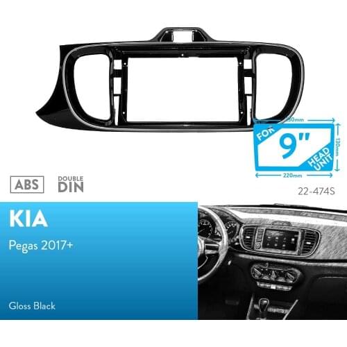 9 inch Car Fascia Radio Panel for KIA Pegas, Soluto 2017+ Dash Kit Install Facia Console Bezel Adapter 9inch Plate Trim Cover