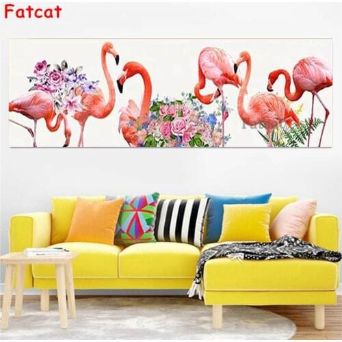 Large Size Diamond Painting Flamingo Flowers 5D DIY Full Square Round diamond Rhinestone Embroidery Mosaic Cross Stitch PP2178