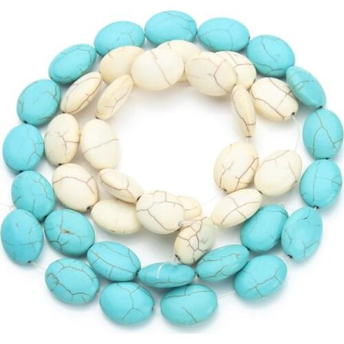 20pcs/pack 1.9cm*1.5cm*0.8cm Created Stone Blue White Oval Shape Created Beads DIY Jewelry Natural Stones Beading F1175