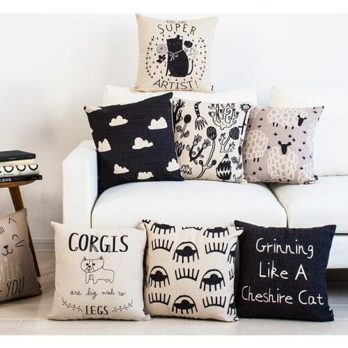 Nordic Style Throw Pillow Case Black and White Cushion Cover Sheep Cloud Cat Eyes Chair Seat Cushion Home Decor for sofa