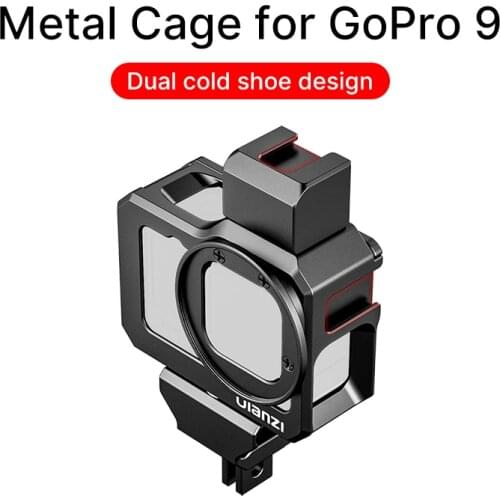 Ulanzi G9-5 Metal Cage for Gopro Hero 9 Frame Case With Dual Cold Shoe Camera Extend 52MM Filter Mic adapter Protective