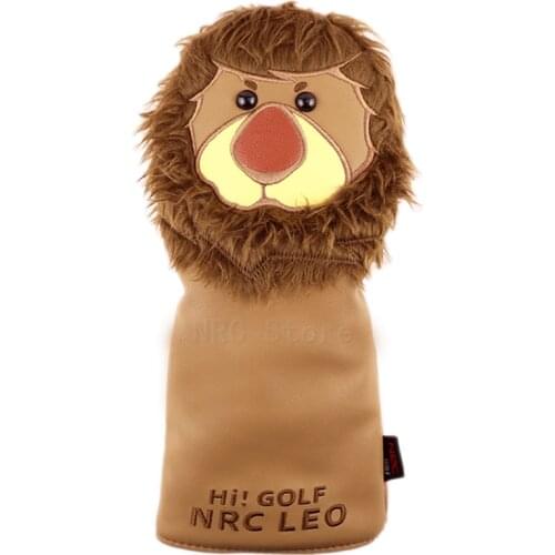 NRC Golf Club Head Covers Driver Fairway Wood Hybrid Covers 1Pcs Lovely Golf Lion Cartoon Animal 460cc Unisex