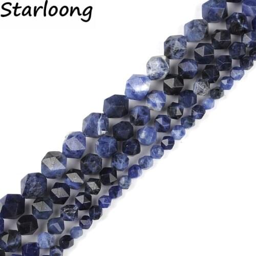 6mm 8mm 10mm 12mm AAA Grade Faceted Old Blue Sodalite Natural Stone Beads DIY Loose Strand Beads Jewelry Making Bracelet Perles