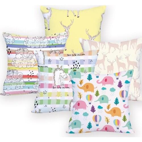 Hot New 45x45cm Unicorn Pillow Case Home Decoration Custom Polyester Cushion Cover wild animals Throw pillow cover 45*45cm