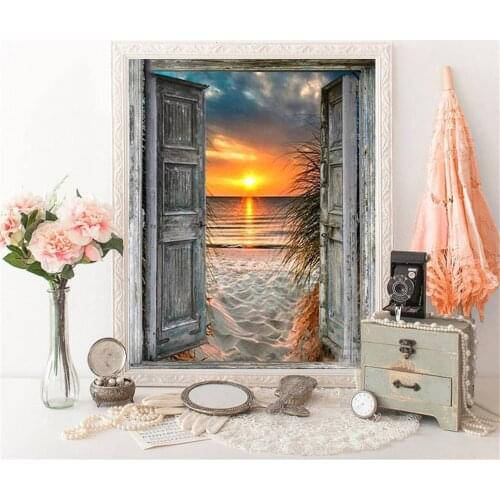 Huacan 5D Diamond Painting Sunset Full Square&Round Diamond Embroidery Mosaic Landscape Door Home Decorations