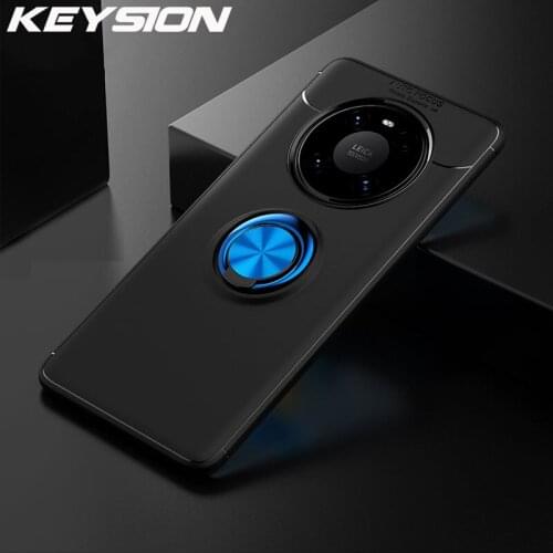 KEYSION Shockproof Case for Huawei Mate 40 Pro 5G Silicone Ring Stand Phone Back Cover for Huawei Mate 40 Pro + Plus 30 20 Pro